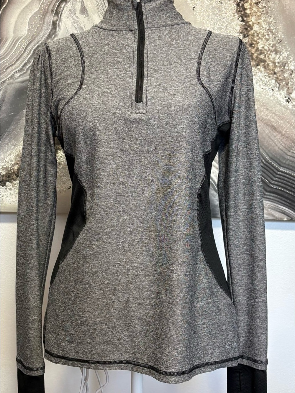 Champion Gray Long-Sleeve Quarter Zip Active Tunic Dress